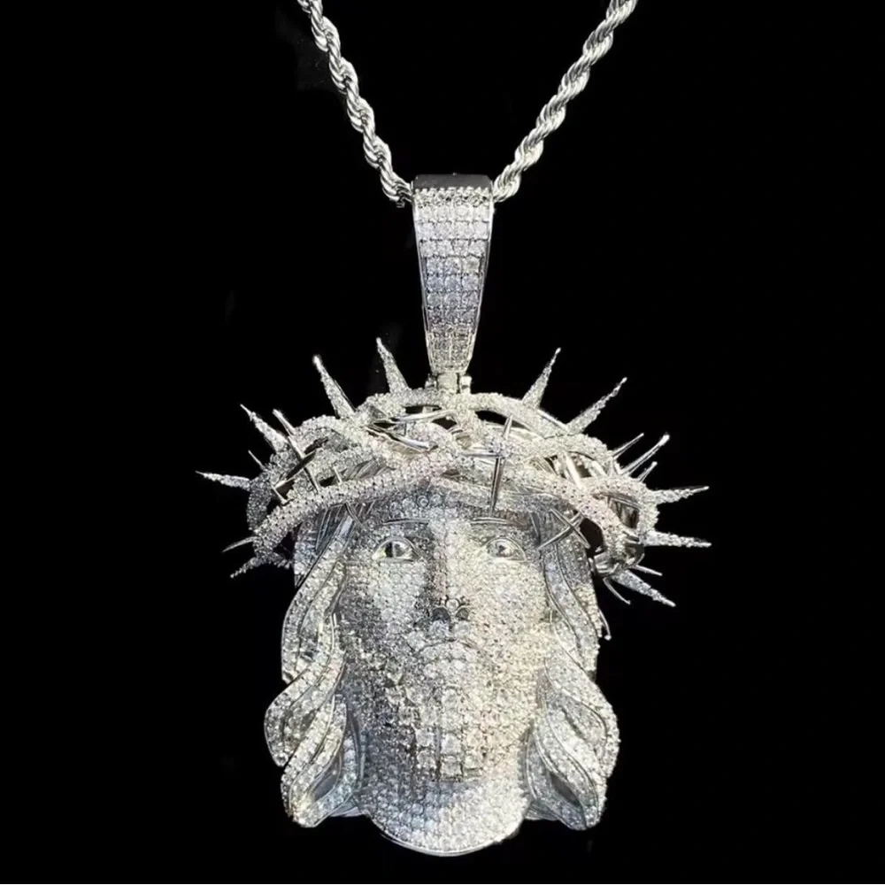 Jesus Piece With Crown with 24inch rope chain